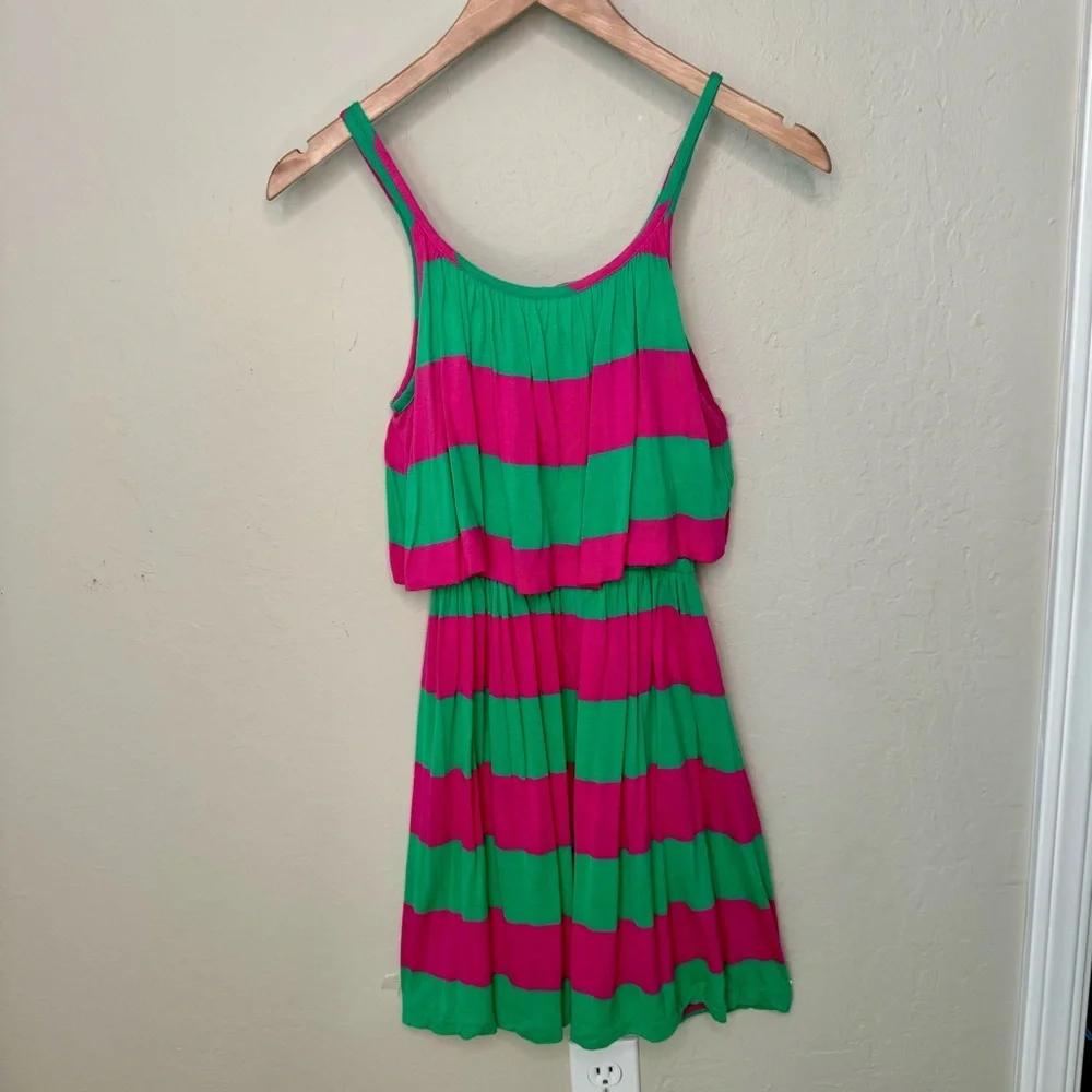 RALPH LAUREN Striped Jersey Knit Sleeveless Dress Pink & Green Loose Fit M 8/10 - Picture 10 of 15
